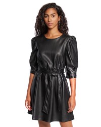 FRACOMINA Short dress in faux leather with strap
