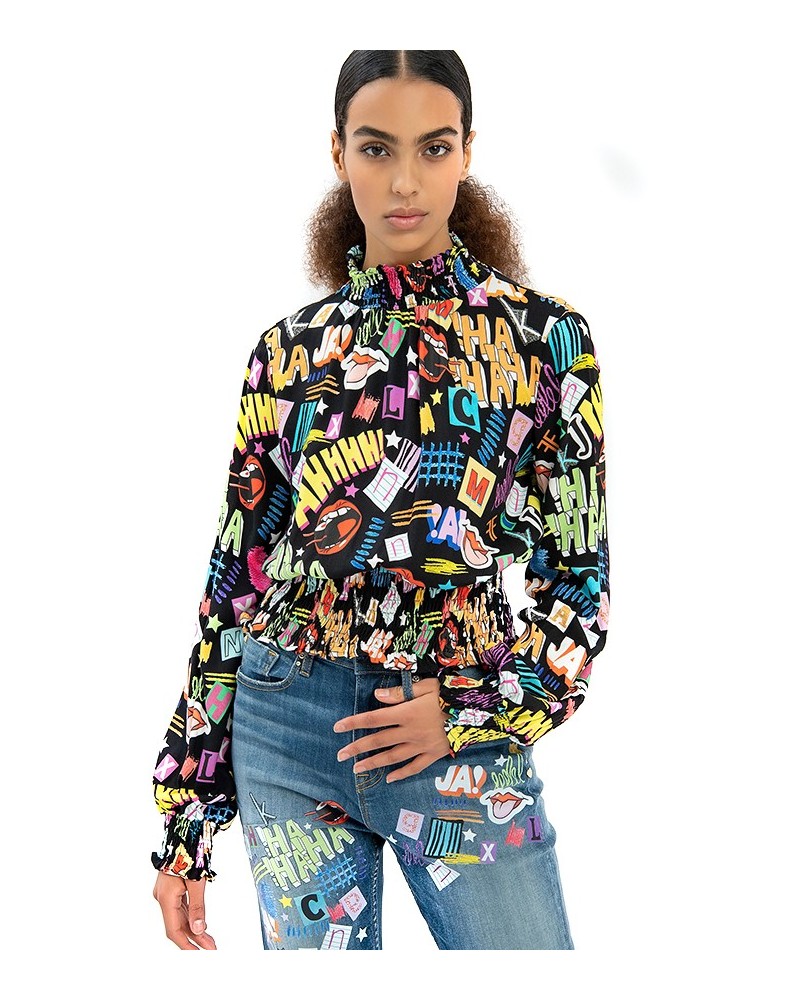 FRACOMINA mehrfarbig bedruckter Pullover mit Locken