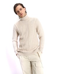 IMPERIAL Cable knit sweater and high collar