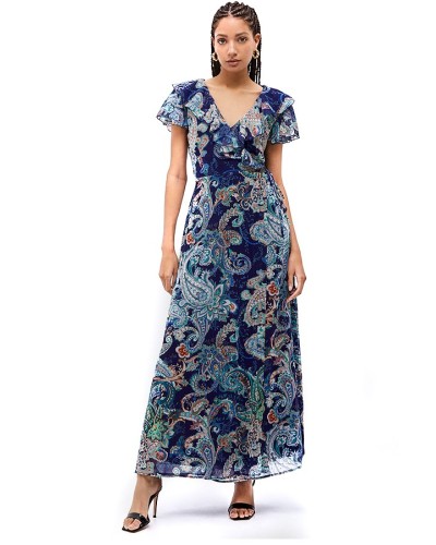 LIU JO Langes Kleid mit Paisley-Print - BLAU