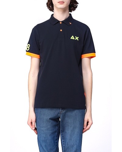 SUN 68 Polo with fluo contrasts and logo max - BLUE