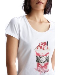 LIU JO Ice cream print T-shirt with rhinestones