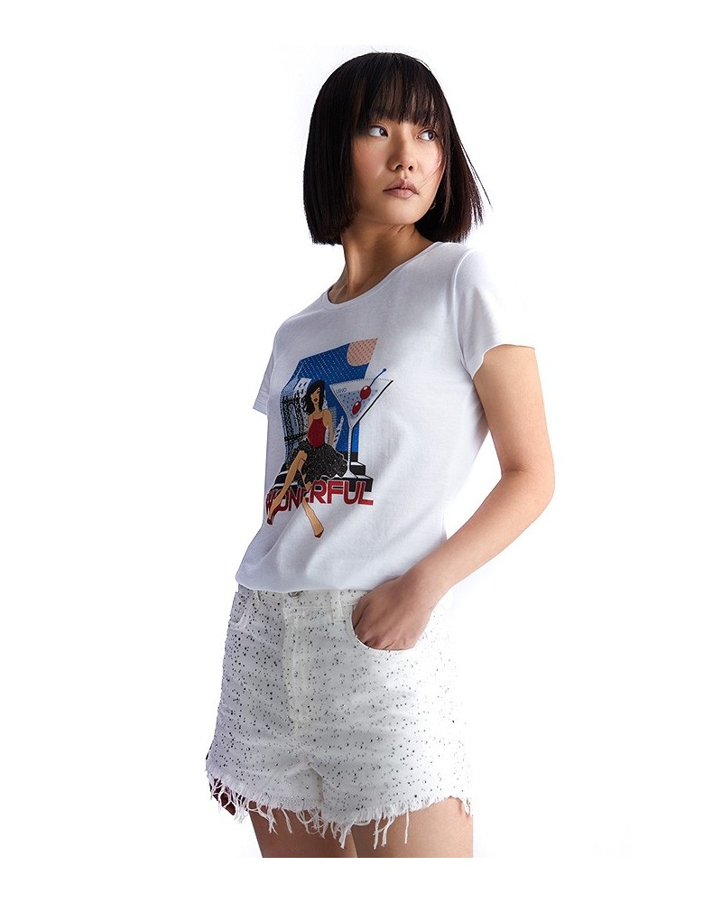 LIU JO T-shirt imprimé mer avec strass