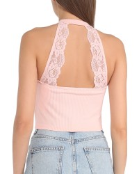 GUESS Top in ribbed knit and lace