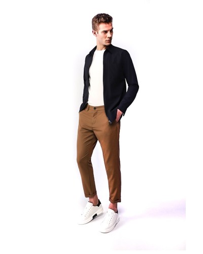 IMPERIAL Short chino trousers with twists - HAZELNUT